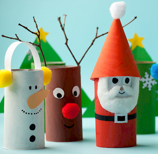 Weihnachtsfiguren aus Klopapierrollen basteln