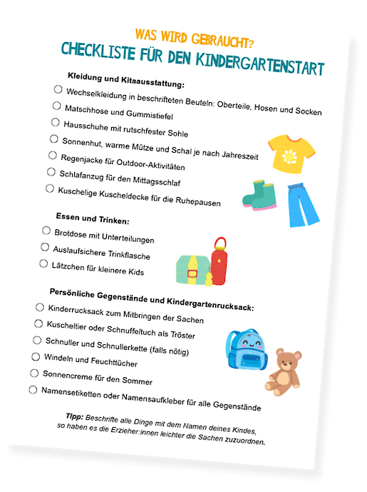 Checkliste für den Kindergartenstart