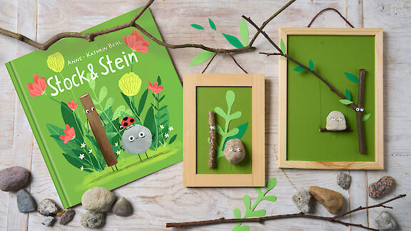 Steinbilder basteln mit Stock & Stein